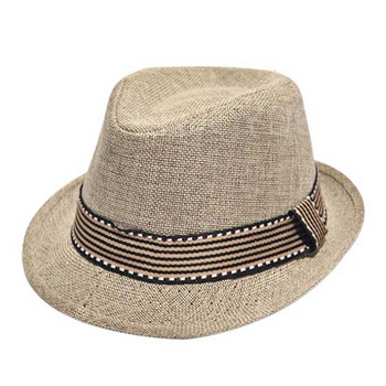 Unisex καπέλο ηλίου Βρεφικά αγόρια/κορίτσια Μόδα Καλοκαιρινή Casual Trendy Beach Sun Straw Jazz Band Καπέλο καουμπόη Fedora καπέλο Gangster Cap