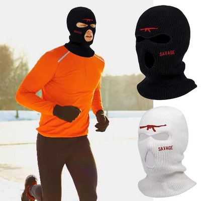 Pilnu seju nosedzoša Slēpošanas maska Cepure Lācis Auss Balaklavas Vilnas Cepures Āra Riteņbraucējiem Ausu aizsargcepure Beanies Cepure vīriešiem ar 3 caurumiem