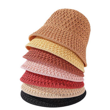Летни шапки Куполна шапка с широка периферия Плажни шапки Сгъваеми плетени издълбани ръчно изработени сенници Шапки Предмети за жени