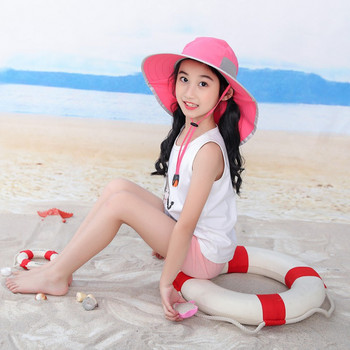 Παιδικό καπέλο ηλίου παραλίας Φαρδύ κουβά Καπέλο για κορίτσια Ταξίδι Κάμπινγκ Ψαράς Καπέλο αντηλιακή προστασία UV