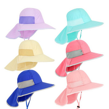 Детска плажна шапка за слънце Шапка с кофа с широка периферия Момчета Момичета Пътуване Къмпинг Рибарска шапка Сенник UV защита