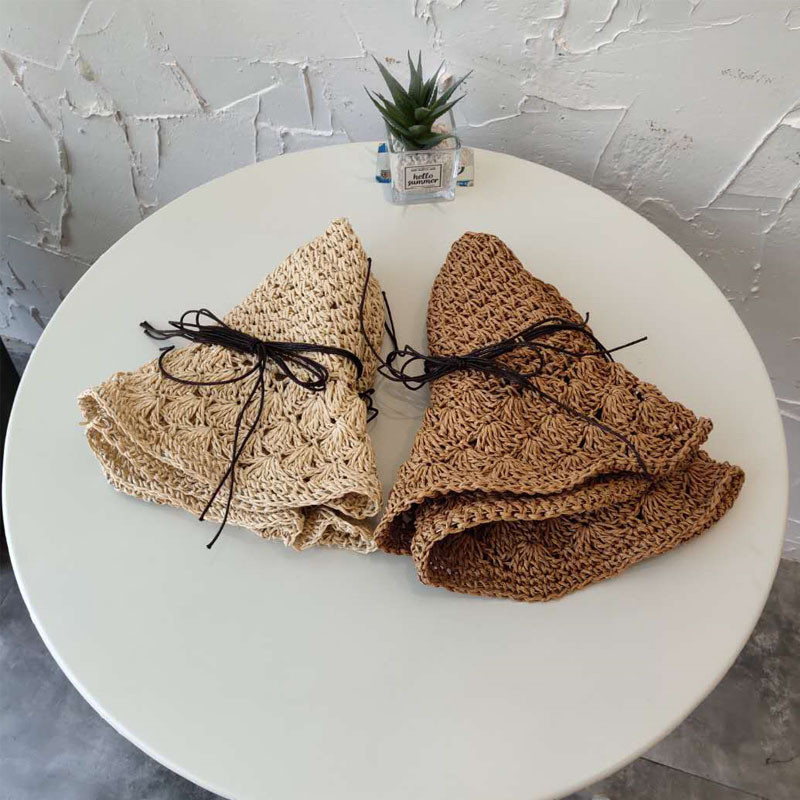 Căciulă de paie pliabilă pentru femei, cu boruri largi, bowknot, plajă de vară