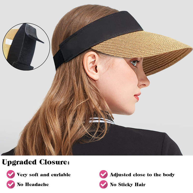 Novi ženski slamnati šešir sa šiltom za sunce iz 2023., veliki široki obodi, ljetna UV zaštita, veliki viziri, kapa za plažu, sklopiva, podesiva