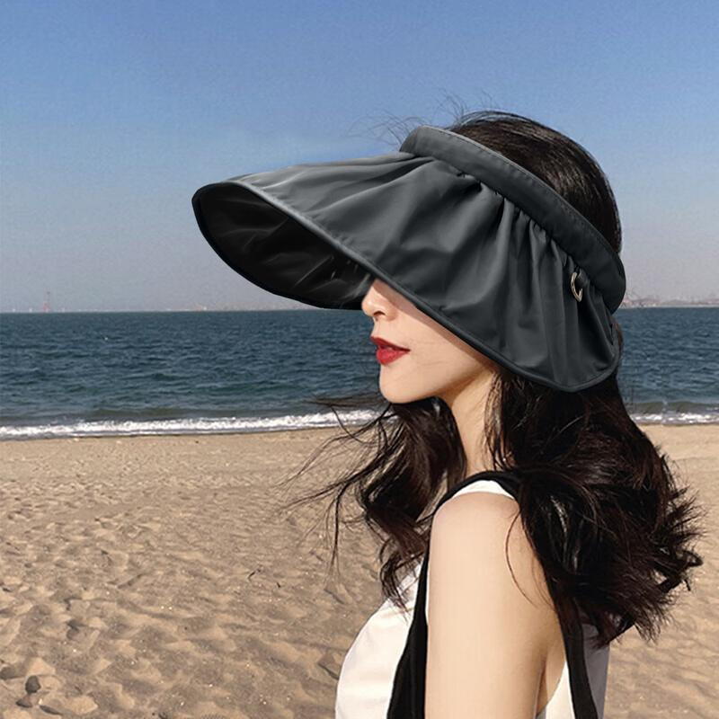 Skrybėlė nuo saulės moterims Madinga vasarinė kepurė plataus krašto UV apsauga paplūdimio kepurė Kvėpuojanti skrybėlė su skydeliu, skirta vasaros pramogoms lauke