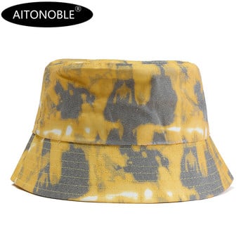 Aitonoble 2021 Нова мода Tie Dye Жени Момичета Bucket Hat Плажна шапка за слънце Спорт на открито Пътуване Плажни шапки Рибарски шапки