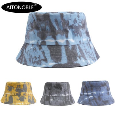 Aitonoble 2021 New Fashion Tie Dye Γυναικεία καπέλο για κορίτσια με κουβά Καπέλο για ήλιο Καπέλο παραλίας για υπαίθρια αθλητικά ταξίδια Καπέλα παραλίας Καπέλα ψαράδων