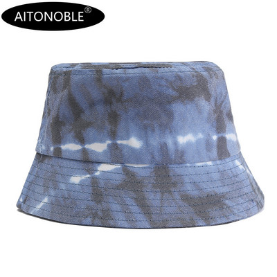 Aitonoble 2021 New Fashion Tie Dye Γυναικεία καπέλο για κορίτσια με κουβά Καπέλο για ήλιο Καπέλο παραλίας για υπαίθρια αθλητικά ταξίδια Καπέλα παραλίας Καπέλα ψαράδων
