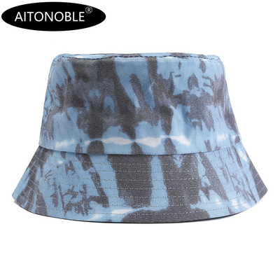 Aitonoble 2021 New Fashion Tie Dye Γυναικεία καπέλο για κορίτσια με κουβά Καπέλο για ήλιο Καπέλο παραλίας για υπαίθρια αθλητικά ταξίδια Καπέλα παραλίας Καπέλα ψαράδων