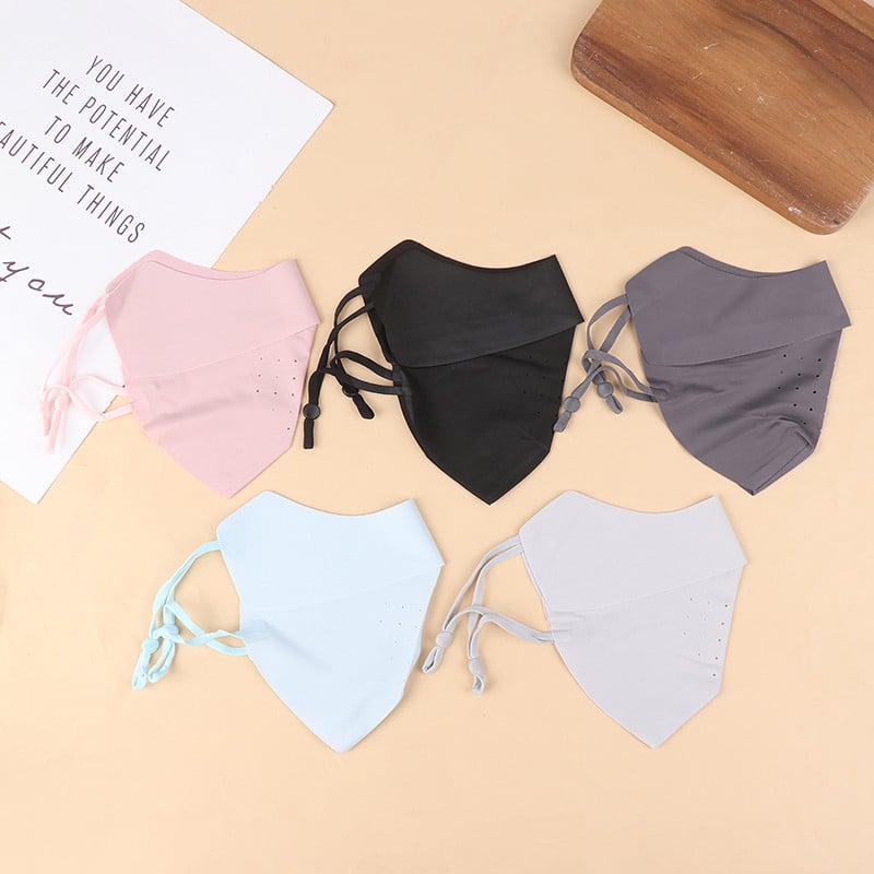 Mască de față din mătase de gheață pentru ciclism, protecție solară anti-UV, unisex, reglabilă, bandană, respirabilă, vânătoare, alergare, mască sportivă