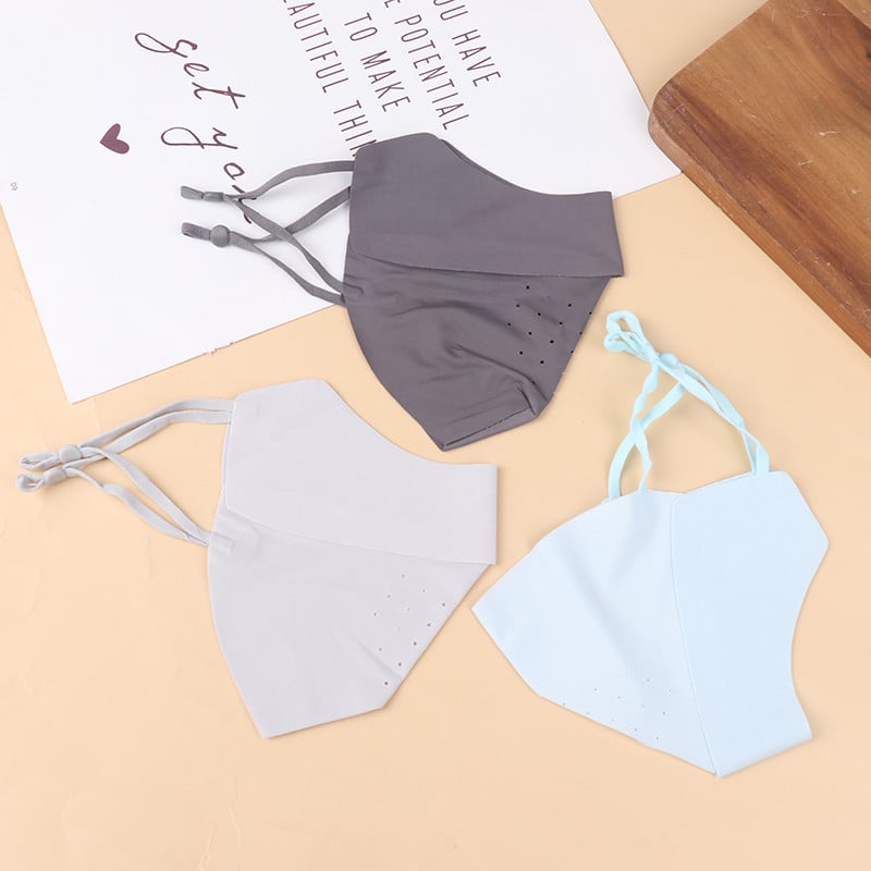 Mască de față din mătase de gheață pentru ciclism, protecție solară anti-UV, unisex, reglabilă, bandană, respirabilă, vânătoare, alergare, mască sportivă