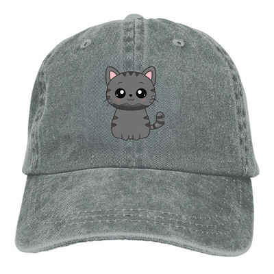 Nyári sapka Napellenző Szürke macska hip-hop sapkák Aranyos macska állatok Cowboy kalap csúcsos kalapok