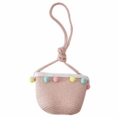 Nešiojama madinga vasaros skrybėlė Spalvinga lanksčioji pomponinė šiaudinė austinė rankinė paplūdimio kepurė