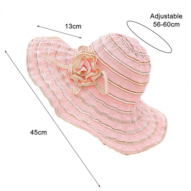 UV-vastane erksavärviline päikesekübar Kokkupandav lilleline vibukaunistus Laia äärega naiste rannamüts Moodsad aksessuaarid шапка женская