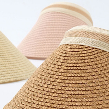 Стилни ръчно изработени летни плажни шапки с козирка за жени - Елегантни сламени шапки без горна част Перфектен подарък за слънчевите дни
