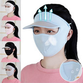 Plonos moteriškos kvėpuojančios ledinio šilko kremas nuo saulės ilgo kaklo viso veido kaukė Vasarinė UV apsauga, jodinėjimas paplūdimyje lauko grožio kepurė nuo saulės