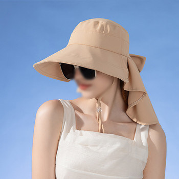 Γυναικείο σάλι αντηλιακής προσωπίδας με τρύπα για αλογοουρά Φαρδύ γείσο Αντηλιακό καπέλο σάλι Καλοκαιρινό καπέλο ψαρά για εξωτερικούς χώρους