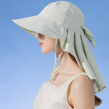 Дамски слънцезащитен шал с козирка с дупка за конска опашка Шал със слънцезащитен крем с широка периферия Лятна рибарска шапка на открито