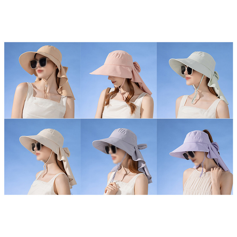 Női napvédő napvédő kendő lófarok lyukkal széles karimájú napvédő sapka kendő nyári szabadtéri halász sapka