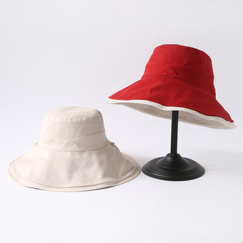 Слънцезащитна шапка с ултравиолетови лъчи с големи стрехи Двустранна шапка Слънцезащитна шапка с цялото лице Дамска пролетна лятна плажна шапка на морето Рибарска шапка