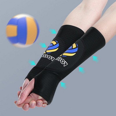 1 pereche de mâneci de braț elastice pentru volei, apărătoare de braț sport cu pernuță de protecție/găuri pentru degetul mare pentru antrenament pentru femei și bărbați