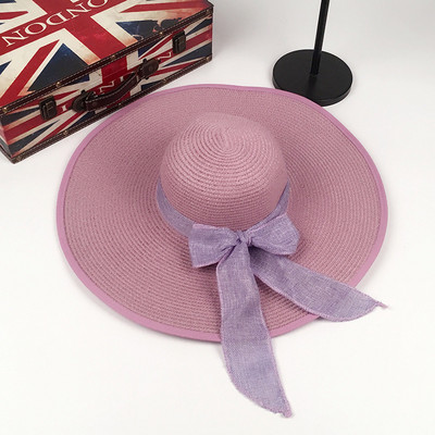 Γυναικείο καπέλο με μεγάλο γείσο Γυναικείο ψάθινο καπέλο ηλίου με φαρδύ γείσο Καπέλο πτυσσόμενο σε ρολό Καπέλα παραλίας για γυναίκες Μεγάλο παπιγιόν Αντιηλιακή προστασία