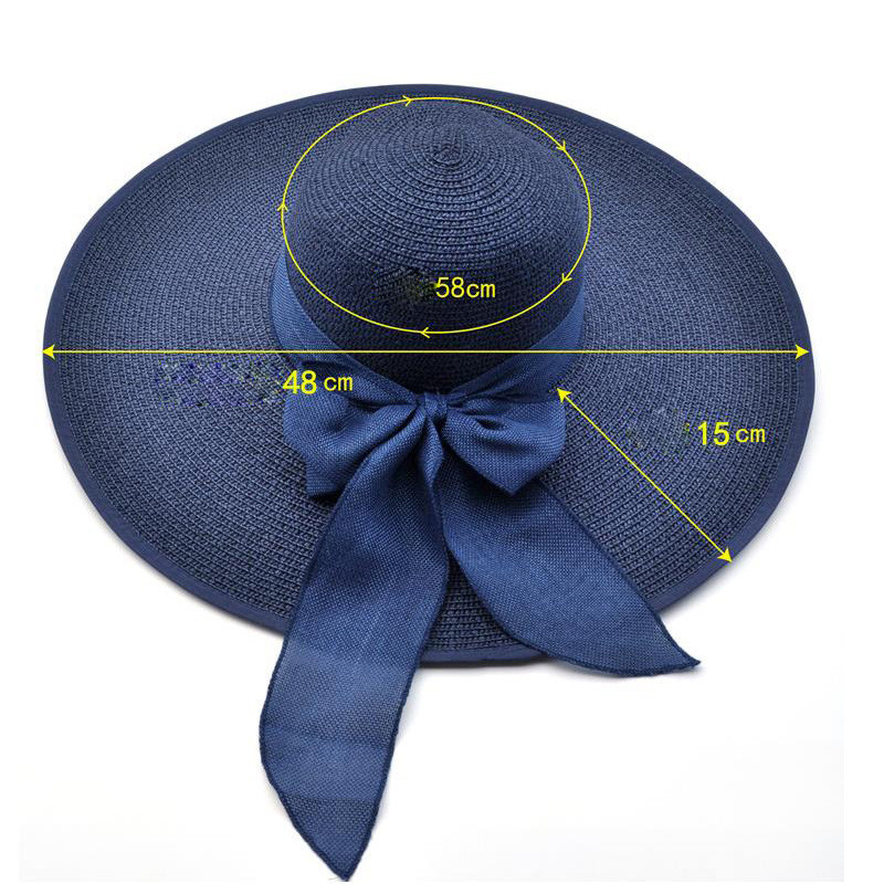 Γυναικείο καπέλο με μεγάλο γείσο Γυναικείο ψάθινο καπέλο ηλίου με φαρδύ γείσο Καπέλο πτυσσόμενο σε ρολό Καπέλα παραλίας για γυναίκες Μεγάλο παπιγιόν Αντιηλιακή προστασία