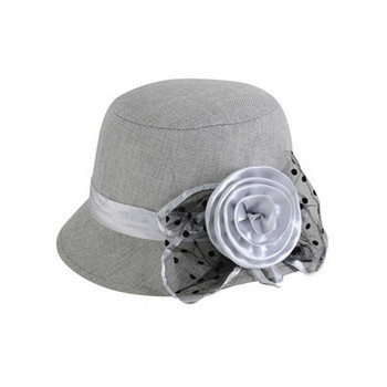 Дамски цилиндър Дамски шапки в британски стил Ленени Fedora Лято Топли през есента Зима Ретро с цветя Широка кръгла шапка за слънце