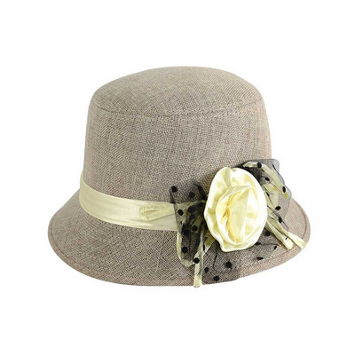 Női cilinder Női brit stílusú kalapok Len Fedora nyári melegen tartás ősszel Téli retro retro virággal, széles, kerek napsapkával