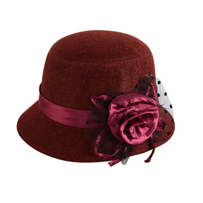 Naiste silindrimüts Naiste Briti stiilis mütsid Linane Fedora Suvine Sooja sügistalvine Retro lilledega laia ümmarguse päikesemütsiga