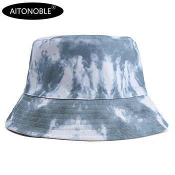 Aitonoble 2021 Нова мода Tie Dye Жени Момичета Bucket Hat Плажна шапка за слънце Спорт на открито Пътуване Плажни шапки Рибарски шапки