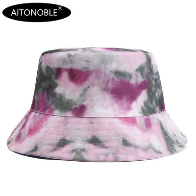 Aitonoble 2021 új divatos nyakkendőfesték női lányoknak vödörsapka strand napsapka szabadtéri sport utazás strandsapkák halászsapkák