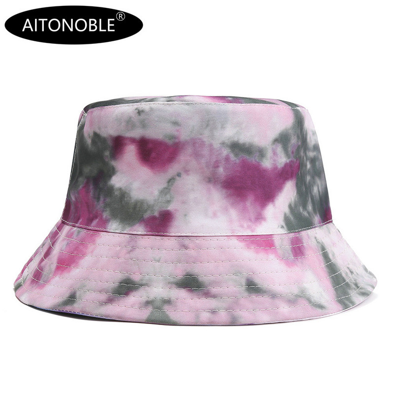 Aitonoble 2021 új divatos nyakkendőfesték női lányoknak vödörsapka strand napsapka szabadtéri sport utazás strandsapkák halászsapkák