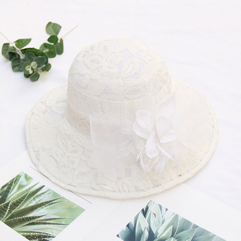 Γυναικείο καπέλο λεκάνης από διχτυωτό δαντέλα λουλούδι με μεγάλο γείσο γείσο γυναικείο καπέλο εξωτερικού χώρου Τεράστιο καπέλο παραλίας Καπέλα πισίνας για γυναίκες Γυναικεία καπέλο πεζοπορίας
