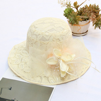 Γυναικείο καπέλο λεκάνης από διχτυωτό δαντέλα λουλούδι με μεγάλο γείσο γείσο γυναικείο καπέλο εξωτερικού χώρου Τεράστιο καπέλο παραλίας Καπέλα πισίνας για γυναίκες Γυναικεία καπέλο πεζοπορίας