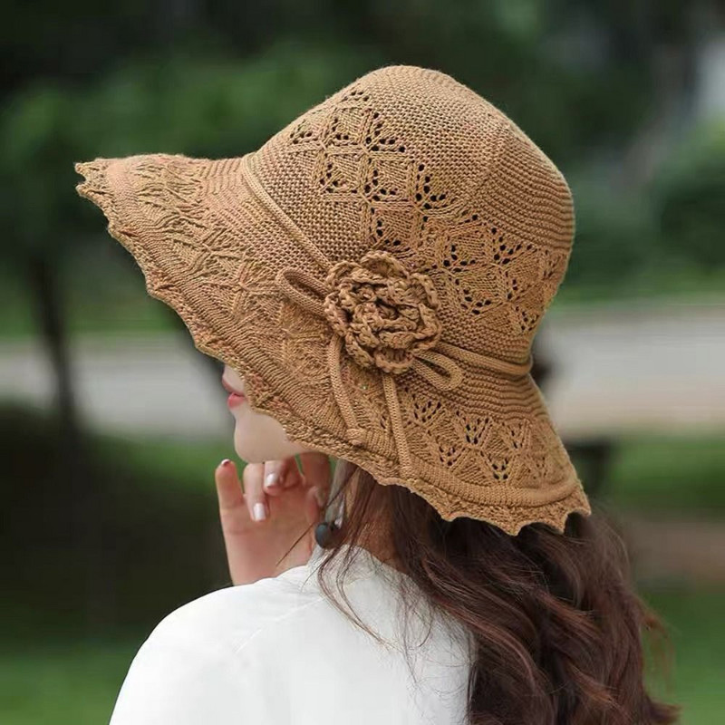 Regulējams vāciņš Zvejnieka cepure Salmu cepure Sieviešu dāmu meiteņu cepure Saules aizsargcepure ar UV aizsardzību Bowknot Panama Spaiņi Cepure āra