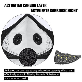 WEST BIKING Спортна маска за лице с филтър с активен въглен PM 2.5 Anti Pollution Mask Training Running Anti-dust Cycling Mask