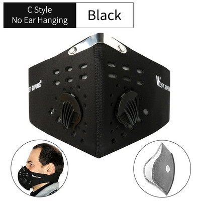 WEST BIKING Sport näomask aktiivsöefiltriga PM 2.5 saastevastane mask treeninguks Tolmuvastane jalgrattamask