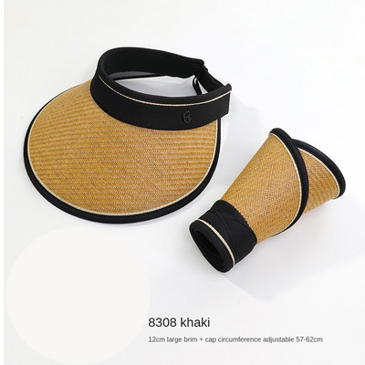Bezmaksas piegāde Tukša augšpuse sauļošanās cepure Sieviešu vasaras pārklājums sejai Anti-UV sauļošanās cepure Riteņbraukšana ar lielām malām jauna saules cepure