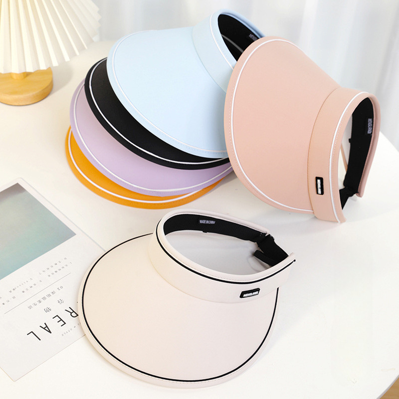 Bezmaksas piegāde Tukša augšpuse sauļošanās cepure Sieviešu vasaras pārklājums sejai Anti-UV sauļošanās cepure Riteņbraukšana ar lielām malām jauna saules cepure