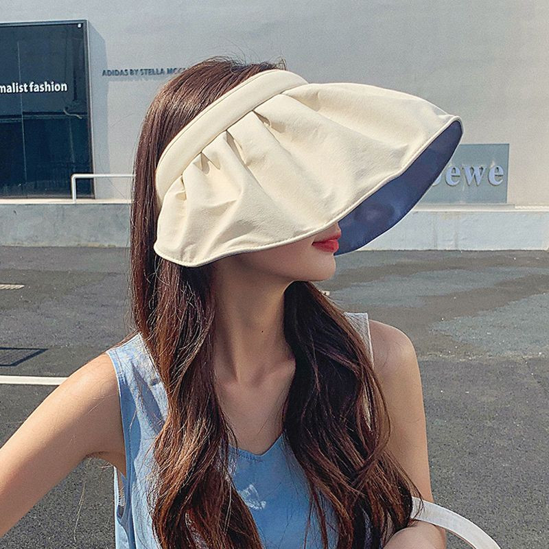 Šešir za plažu Ljeto 2022. Novi prazan gornji dio Ženska zaštita od sunca sa širokim obodom Poklopac za ultraljubičaste zrake Traka za glavu za lice Jednobojne kape za dvostruku namjenu