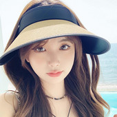 Painutav mood laia äärega naiste ranna päikesemüts Kokkupandav rannamüts, reguleeritava pandlaga reisitarbed