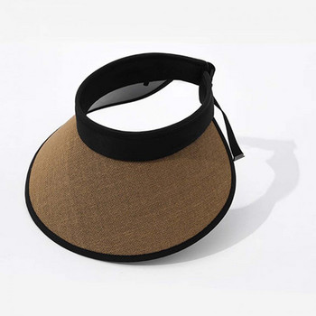 Огъваща се модна дамска плажна шапка с широка периферия Сгъваема плажна шапка Регулируема катарама Пътнически принадлежности