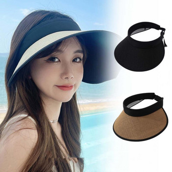 Огъваща се модна дамска плажна шапка с широка периферия Сгъваема плажна шапка Регулируема катарама Пътнически принадлежности