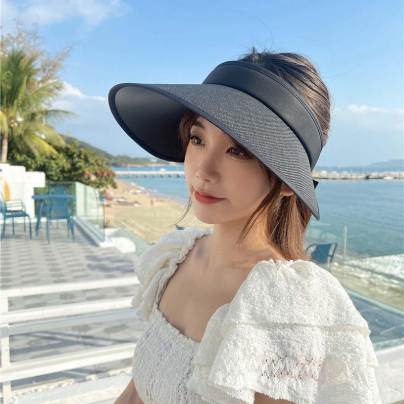 Painutav mood laia äärega naiste ranna päikesemüts Kokkupandav rannamüts, reguleeritava pandlaga reisitarbed