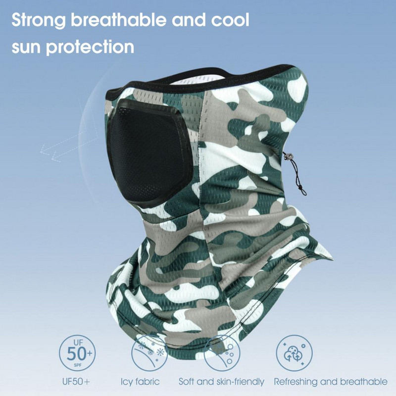 Izjādes sauļošanās vāciņš Elpojošs saules aizsargs kakla pārklājs Sporta riteņbraukšanas šalle sauļošanās sejas pārklājums velosipēda sejas maska