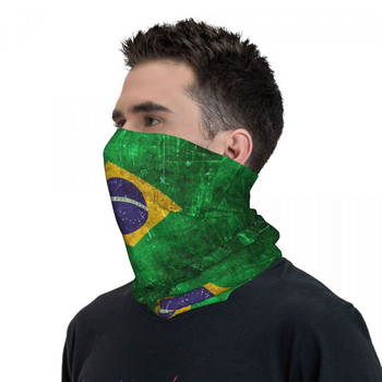 Αναξιοπαθούντα Vintage Flag Of Brazil Balaclava Πεζοπορία Κάμπινγκ Παλιά και φθαρμένη μάσκα ποδηλασίας Anti-UV Μαλακές ζεστές μάσκες προσώπου Φθινοπωρινά κασκόλ