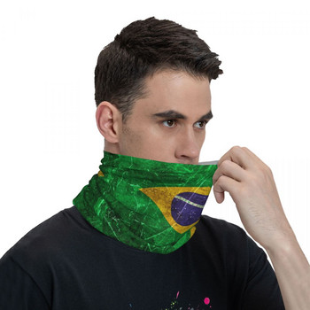 Разстроен ретро флаг на Бразилия Балаклава Туризъм Къмпинг Стара и износена маска за колоездене Анти-UV меки топли маски за лице Есенни шалове