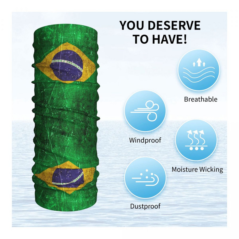 Satraukts Brazīlijas vintage karogs Balaclava Pārgājieni Kempings Veca un nolietota Riteņbraukšanas maska Anti-UV Mīkstas Siltas Sejas Maskas Rudens Šalles