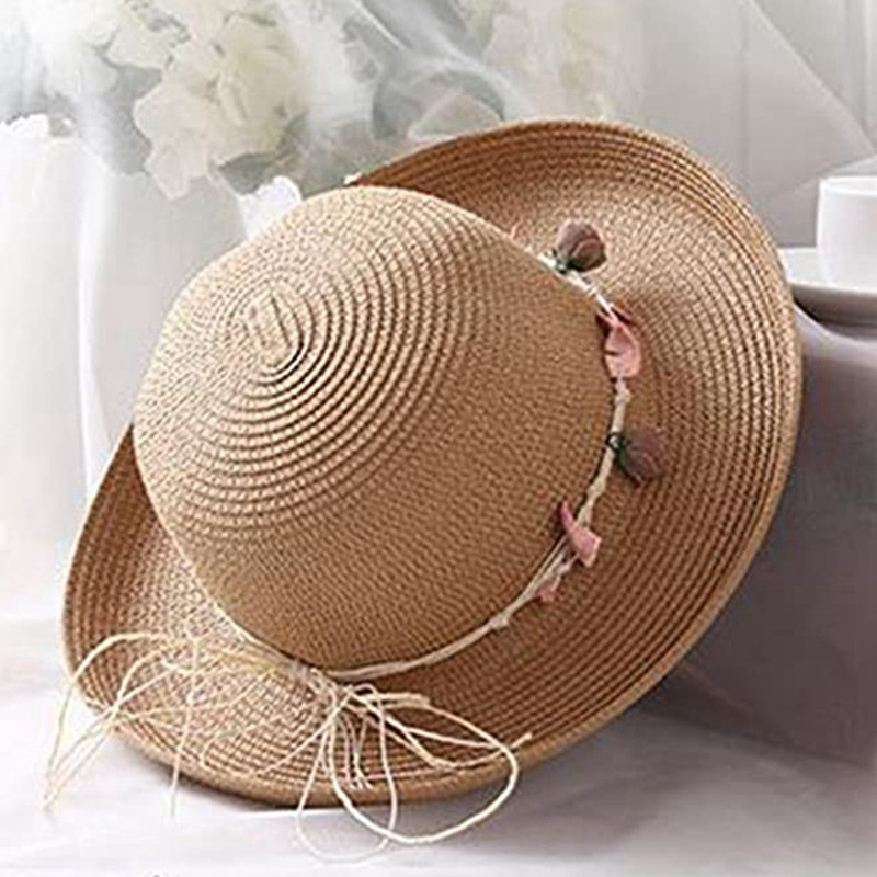 Õlgkübar Rannamüts Päikesekübar Suvemüts naistele Ideaalne reisilillede jaoks