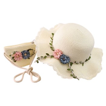 Μόδα λουλούδι κορδέλα με φαρδύ γείσο Καπέλα με μεγάλη δισκέτα πτυσσόμενο σε ρολό Καπέλο παραλίας Καπέλο ηλίου Καλοκαιρινή προστασία από υπεριώδη ακτινοβολία Καπέλο παραλίας